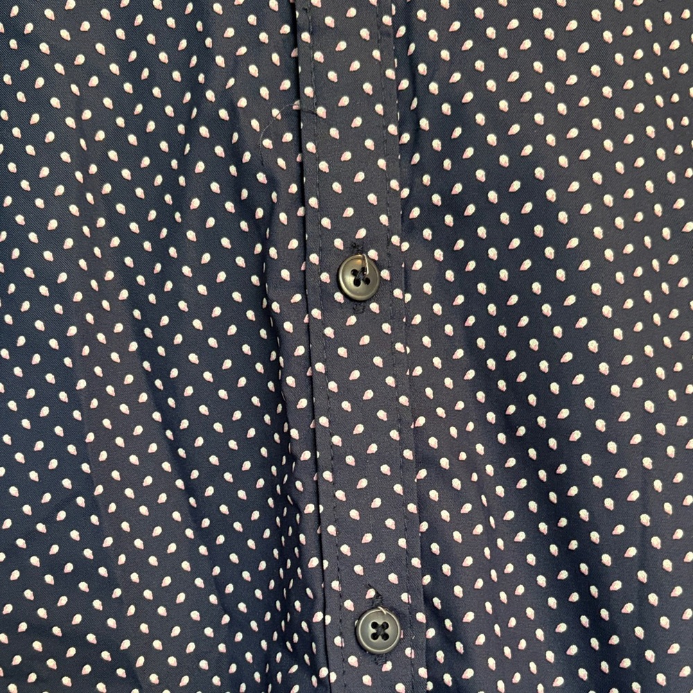 Men's Navy Patterned Dress Shirt Size Medium - Picture 3 of 4